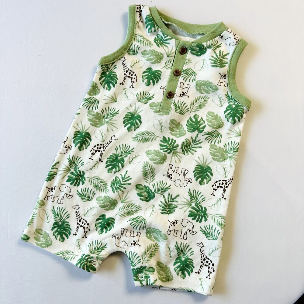 ❣️LOWEST PRICE❣️ Little Me Safari Muscle Tank Romper Sz 6 mo